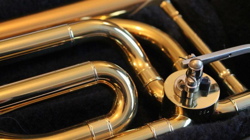 Close up photo of trombone valves